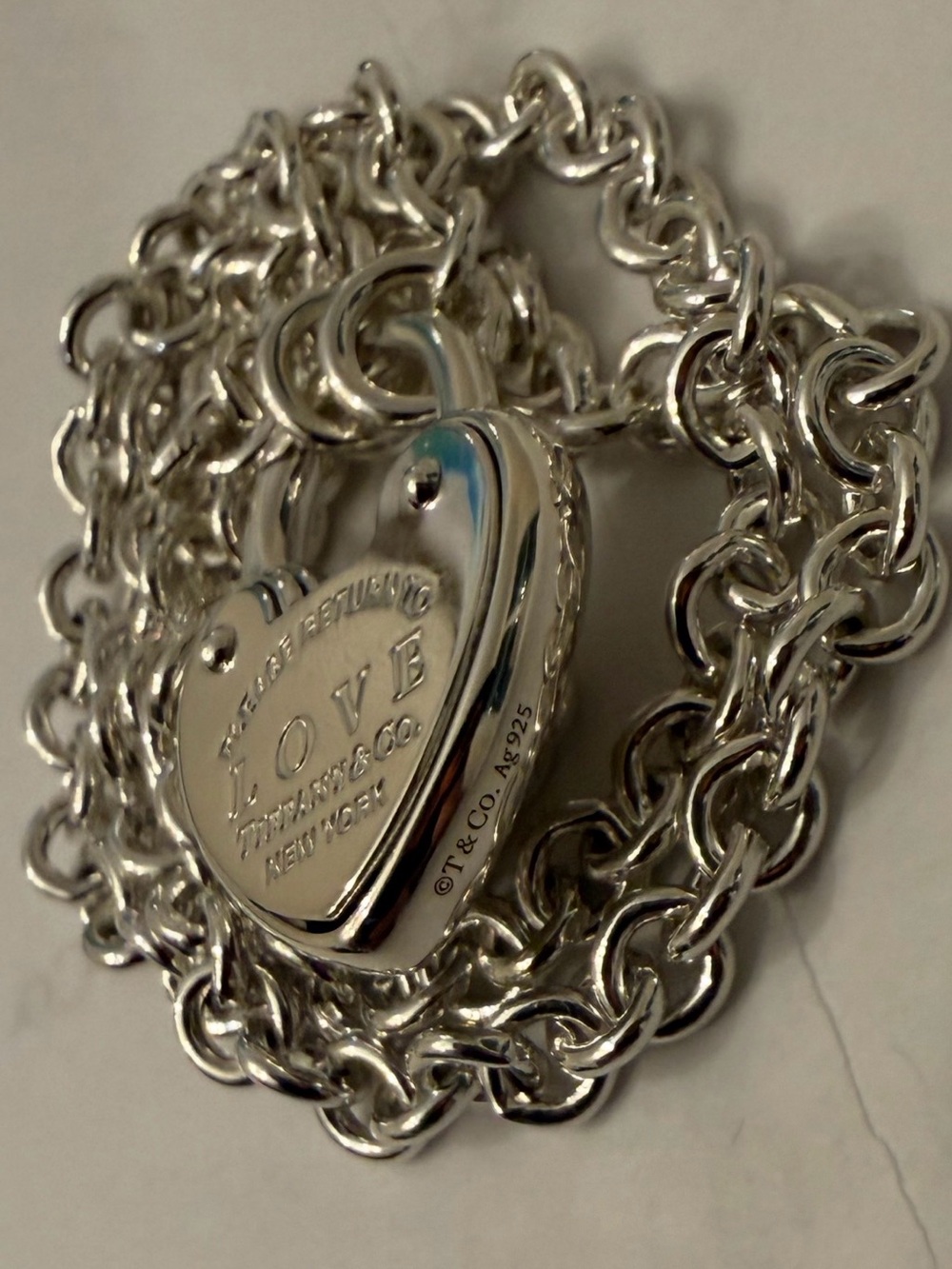 Tiffany & Co. Lock Heart Necklace 18 inches! - Picture 4 of 10